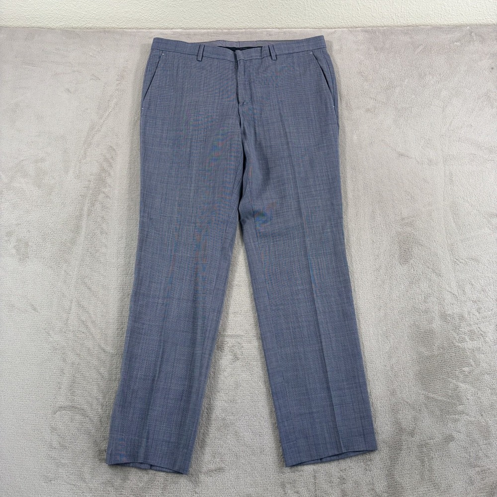Hugo Boss Melancey Slim Fit Trouser Pants in Blue 100% Wool Men 36x32 Designer